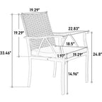 7 Piece Outdoor Wicker Patio Dining Set with Swivel Rocker Chairs and Removable Cushions for Yard