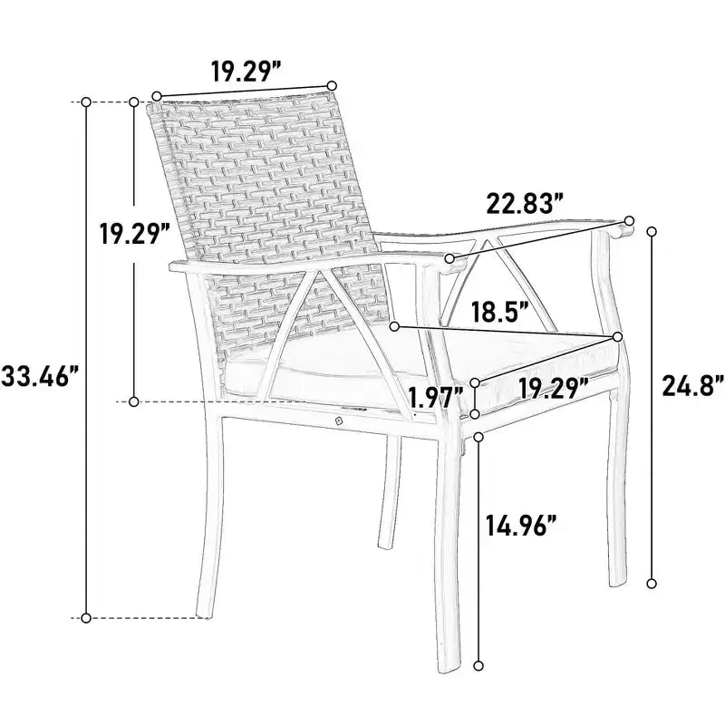 7 Piece Outdoor Wicker Patio Dining Set with Swivel Rocker Chairs and Removable Cushions for Yard