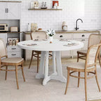 Tavolo da pranzo rotondo da 47,2 pollici per 4-6 persone, tavolo da cucina in legno nero con base a piedistallo e piedini regolabili