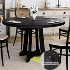 Tavolo da pranzo rotondo da 47,2 pollici per 4-6 persone, tavolo da cucina in legno nero con base a piedistallo e piedini regolabili