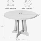 Tavolo da pranzo rotondo da 47,2 pollici per 4-6 persone, tavolo da cucina in legno nero con base a piedistallo e piedini regolabili