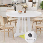 Tavolo da pranzo rotondo da 47,2 pollici per 4-6 persone, tavolo da cucina in legno nero con base a piedistallo e piedini regolabili