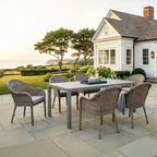 Martha Stewart All-Weather 62 Aluminum Patio Table with 6 Rattan Wicker Stack Chairs - Gray