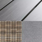 Martha Stewart All-Weather 62 Aluminum Patio Table with 6 Rattan Wicker Stack Chairs - Gray