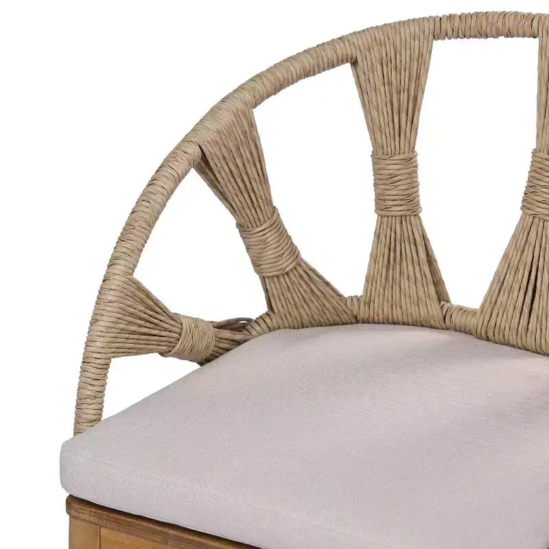 Christopher Knight Home Cascade 7 Piece Boho Outdoor Acacia Wood Wicker Dining Set with Outdoor Oval Slatted Table