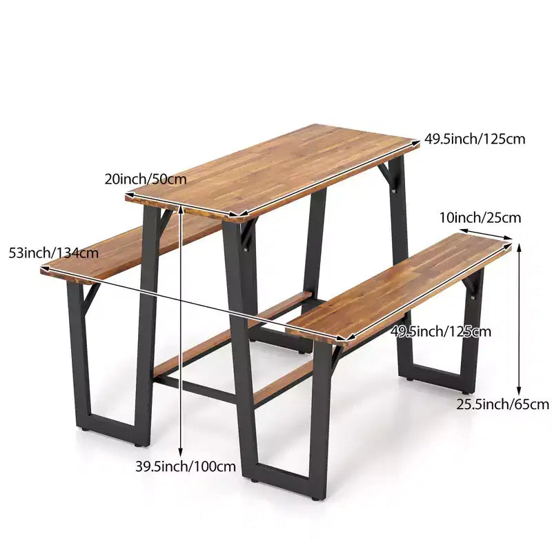 Gymax Acacia Wood Patio Picnic Table Bench Set w/ Built-in Footrests Adjustable Feet for Comfortable Outdoor Dining