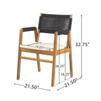 ModernLuxe Ensembles de repas d'extérieur, salon de jardin 7 pièces en bois d'acacia avec fauteuils tressés en corde