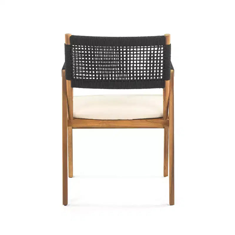 ModernLuxe Outdoor Dining Sets, Acacia Wood 7pcs Patio Conversation Chat Set with Rope-Woven Armchairs