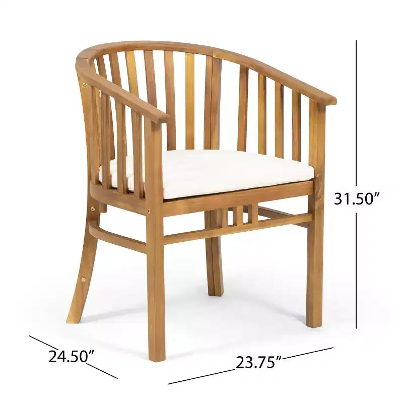 Christopher Knight Home Estrella Modern 7 Piece Patio Acacia Dining Set with Slatted Table and Cushions