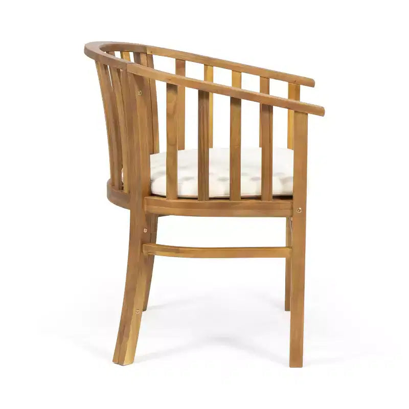 Christopher Knight Home Estrella Modern 7 Piece Patio Acacia Dining Set with Slatted Table and Cushions