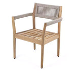 Ensemble repas d'extérieur piédestal rond 5 pièces, table en bois d'acacia avec plateau à lattes et 4 chaises à dossier tressé avec coussins pour Patio-Panipeachy