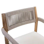 Ensemble repas d'extérieur piédestal rond 5 pièces, table en bois d'acacia avec plateau à lattes et 4 chaises à dossier tressé avec coussins pour Patio-Panipeachy