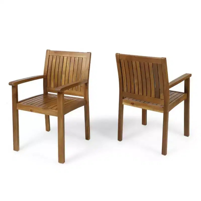 Modern 7-Piece Extendable Outdoor Patio Dining Set with Acacia Wood Table and 6 Chairs, Expandable Dining Furniture for Backyard-Panipeachy