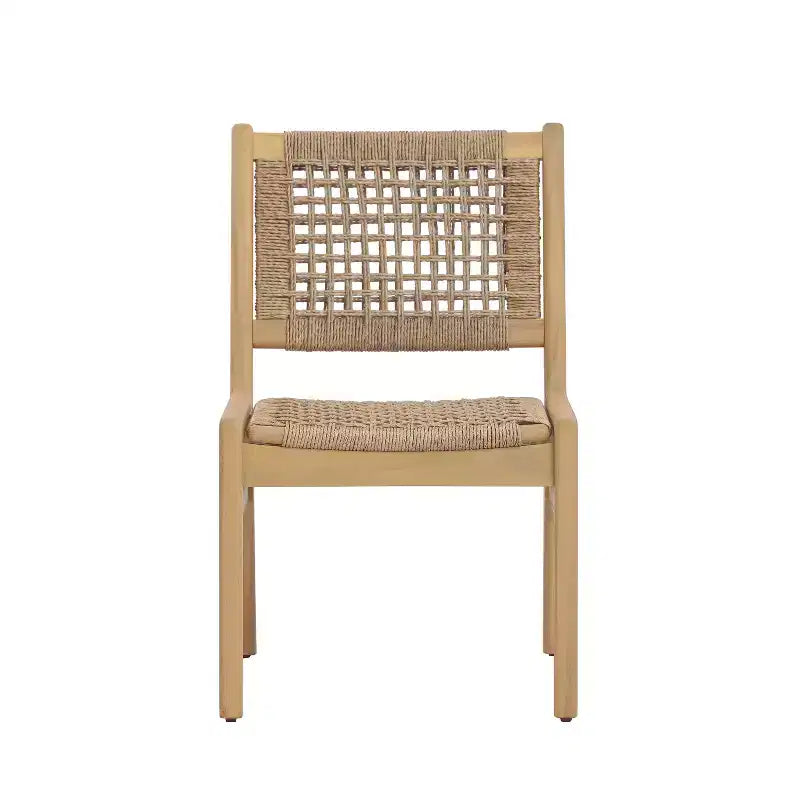 Christopher Knight Home Oksana - Ensemble de salle à manger d'extérieur 7 pièces de style rustique en acacia avec table rectangulaire à lattes et motif en osier