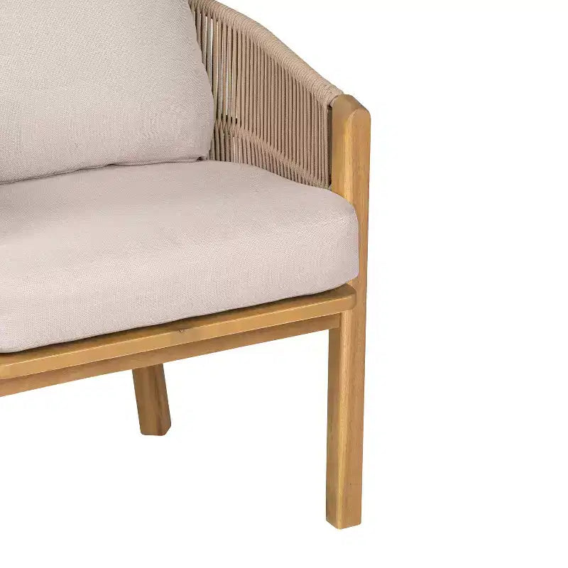 Christopher Knight Home Visola, ensemble de 9 chaises de salle à manger bohèmes en bois d'acacia et corde tressée avec table à lattes et coussins