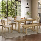 GDFStudio Dickey Ensemble de salle à manger 6 pièces compact de style rustique avec cadre en bois massif