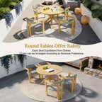 Christopher Knight Home Sandy 5 Piece Rustic Outdoor Acacia Wood Dining Set with 4 Barrel Upholstered Chairs and 1 Round Slatted Table