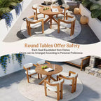 Christopher Knight Home Sandy 5 Piece Rustic Outdoor Acacia Wood Dining Set with 4 Barrel Upholstered Chairs and 1 Round Slatted Table