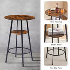 Ensemble de tabourets de bar ronds avec étagères, tabourets rustiques avec dossier pour bar et cuisine
