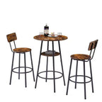 Ensemble de tabourets de bar ronds avec étagères, tabourets rustiques avec dossier pour bar et cuisine