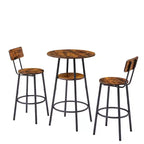 Ensemble de tabourets de bar ronds avec étagères, tabourets rustiques avec dossier pour bar et cuisine