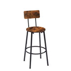 Ensemble de tabourets de bar ronds avec étagères, tabourets rustiques avec dossier pour bar et cuisine
