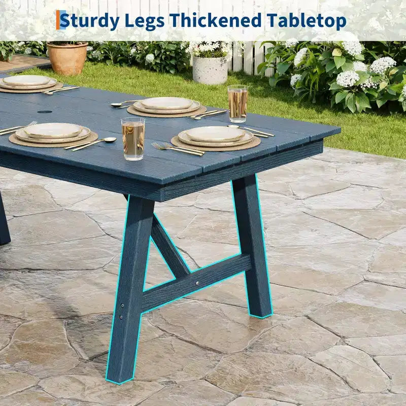 5-Piece Outdoor Dining Set for 4, HDPE All-Weather Patio Furniture with Table Umbrella Hole, Modern Armless Chairs for Backyard, Garden & Deck
