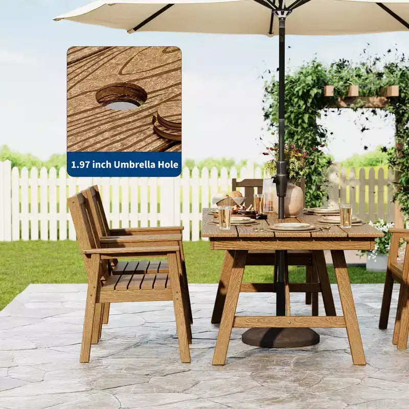 5-Piece Outdoor Dining Set for 4, HDPE All-Weather Patio Furniture with Table Umbrella Hole, Modern Armless Chairs for Backyard, Garden & Deck