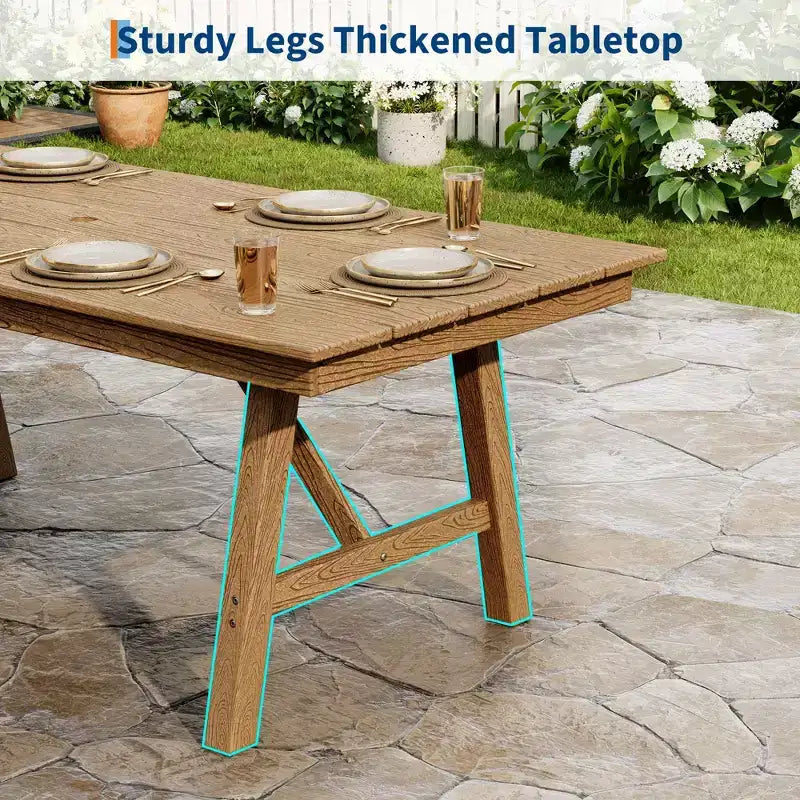 5-Piece Outdoor Dining Set for 4, HDPE All-Weather Patio Furniture with Table Umbrella Hole, Modern Armless Chairs for Backyard, Garden & Deck