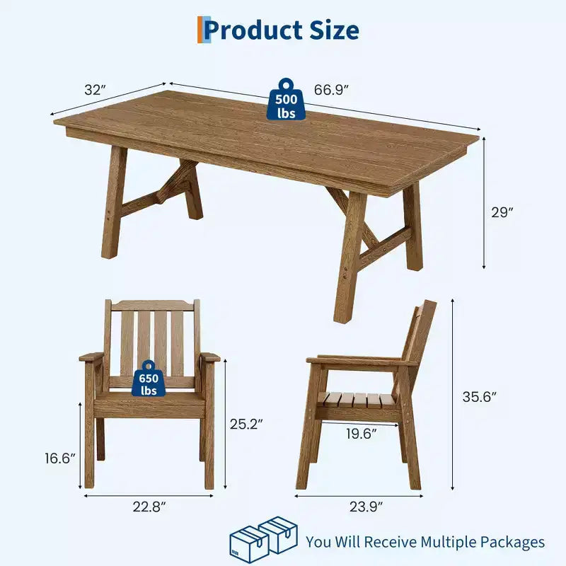 5-Piece Outdoor Dining Set for 4, HDPE All-Weather Patio Furniture with Table Umbrella Hole, Modern Armless Chairs for Backyard, Garden & Deck
