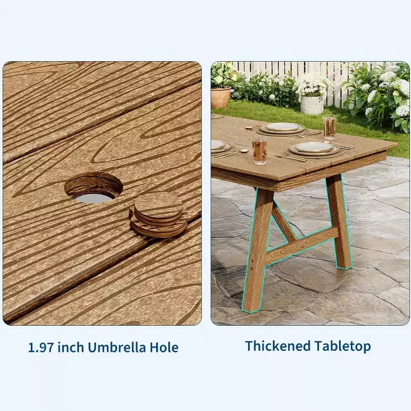 5-Piece Outdoor Dining Set for 4, HDPE All-Weather Patio Furniture with Table Umbrella Hole, Modern Armless Chairs for Backyard, Garden & Deck
