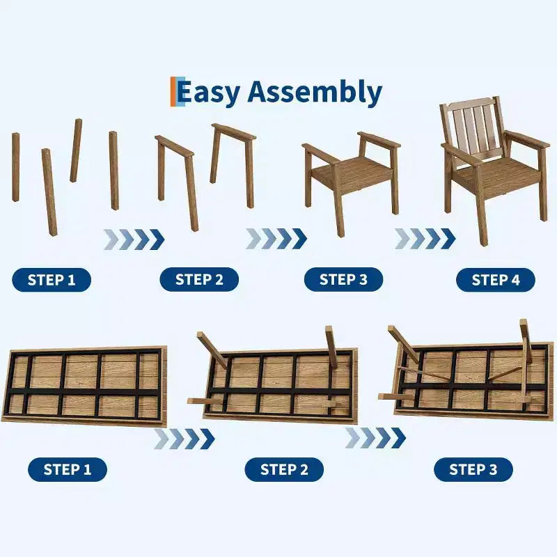 5-Piece Outdoor Dining Set for 4, HDPE All-Weather Patio Furniture with Table Umbrella Hole, Modern Armless Chairs for Backyard, Garden & Deck
