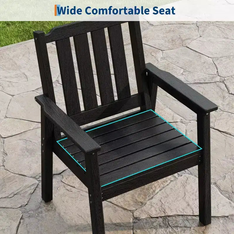 5-Piece Outdoor Dining Set for 4, HDPE All-Weather Patio Furniture with Table Umbrella Hole, Modern Armless Chairs for Backyard, Garden & Deck