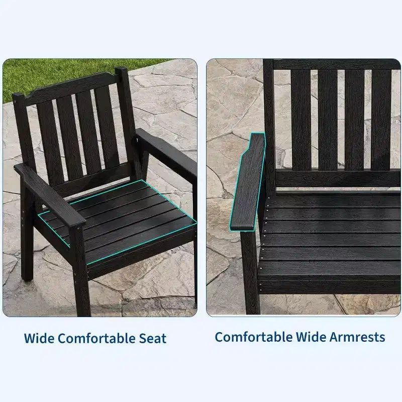 5-Piece Outdoor Dining Set for 4, HDPE All-Weather Patio Furniture with Table Umbrella Hole, Modern Armless Chairs for Backyard, Garden & Deck