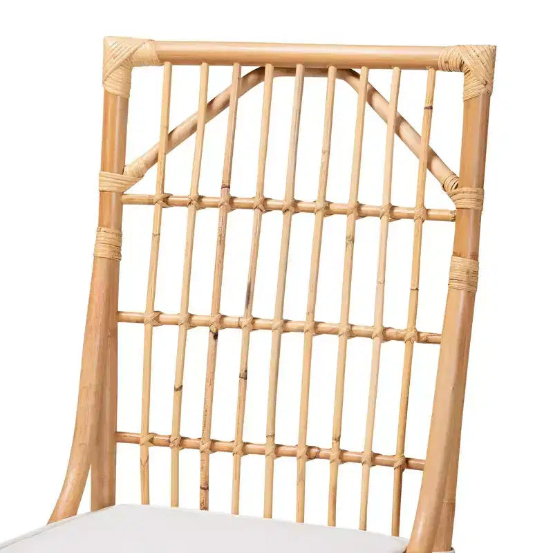 Sedia da pranzo in rattan e tessuto Rose, bianco/naturale: misto cotone-poliestere, stile bohémien, nessun assemblaggio richiesto