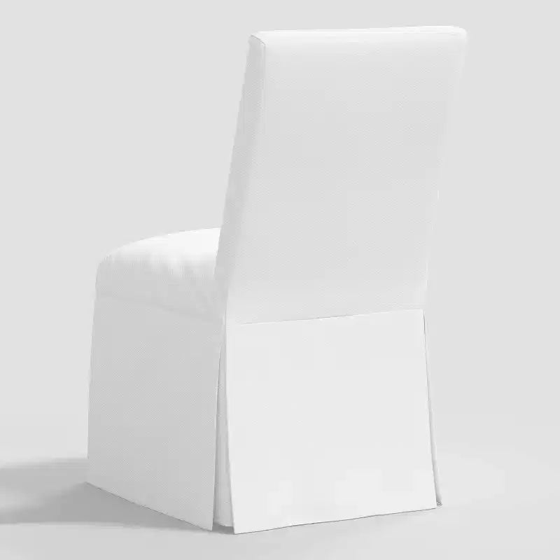 Sedia da pranzo con fodera a gonna in twill bianco: Elegante seduta imbottita, struttura in legno di caucciù, capacità 113 kg