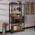 Scaffale da Panettiere Rustico in Rovere di Recupero, Stile Industriale, 3 Ripiani Fissi, Struttura in Metallo, Altezza 170 cm