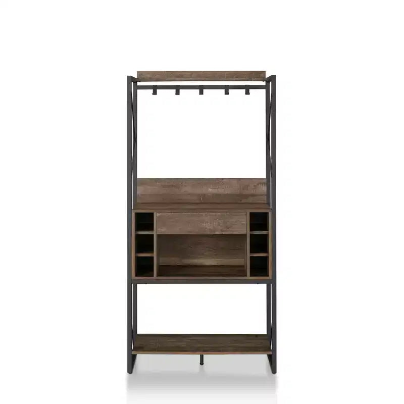 Scaffale da Panettiere Rustico in Rovere di Recupero, Stile Industriale, 3 Ripiani Fissi, Struttura in Metallo, Altezza 170 cm
