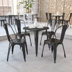 Flash Furniture Commercial Grade 23.75 Square Metal Indoor-Outdoor Table Set with 2 Stack Chairs