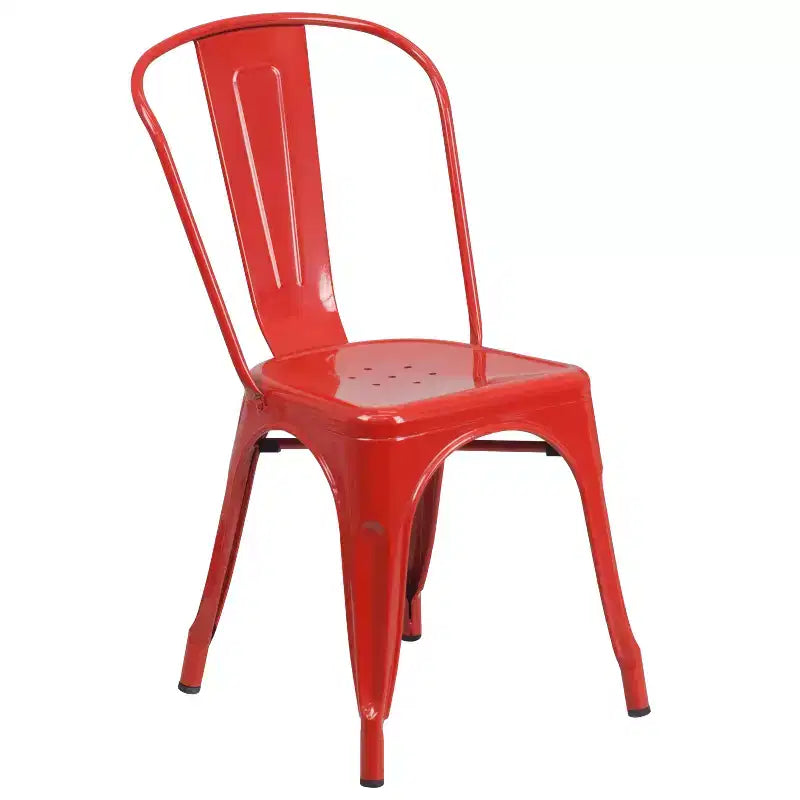 Flash Furniture Commercial Grade 23.75 Square Metal Indoor-Outdoor Table Set with 2 Stack Chairs