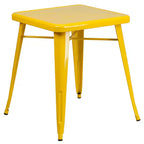 Flash Furniture Commercial Grade 23.75 Square Metal Indoor-Outdoor Table Set with 2 Stack Chairs