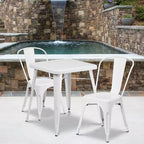 Flash Furniture Commercial Grade 23.75 Square Metal Indoor-Outdoor Table Set with 2 Stack Chairs