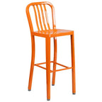 Flash Furniture Commercial Grade 24 Round Metal Indoor-Outdoor Bar Table Set with 2 Vertical Slat Back Stools