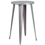 Flash Furniture Commercial Grade 24 Round Metal Indoor-Outdoor Bar Table Set with 2 Vertical Slat Back Stools