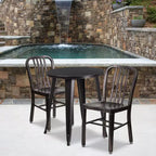 Flash Furniture Commercial Grade 24 Round Metal Indoor-Outdoor Table Set with 2 Vertical Slat Back Chairs