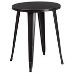 Flash Furniture Commercial Grade 24 Round Metal Indoor-Outdoor Table Set with 2 Vertical Slat Back Chairs