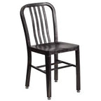Flash Furniture Commercial Grade 24 Round Metal Indoor-Outdoor Table Set with 2 Vertical Slat Back Chairs