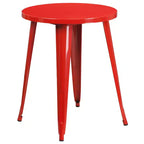 Flash Furniture Commercial Grade 24 Round Metal Indoor-Outdoor Table Set with 2 Vertical Slat Back Chairs
