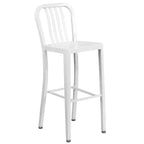 Flash Furniture Commercial Grade 30 Round Metal Indoor-Outdoor Bar Table Set with 4 Vertical Slat Back Stools