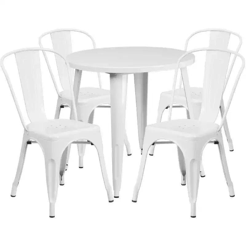 Flash Furniture Commercial Grade 30 Round Metal Indoor-Outdoor Table Set with 4 Cafe Chairs